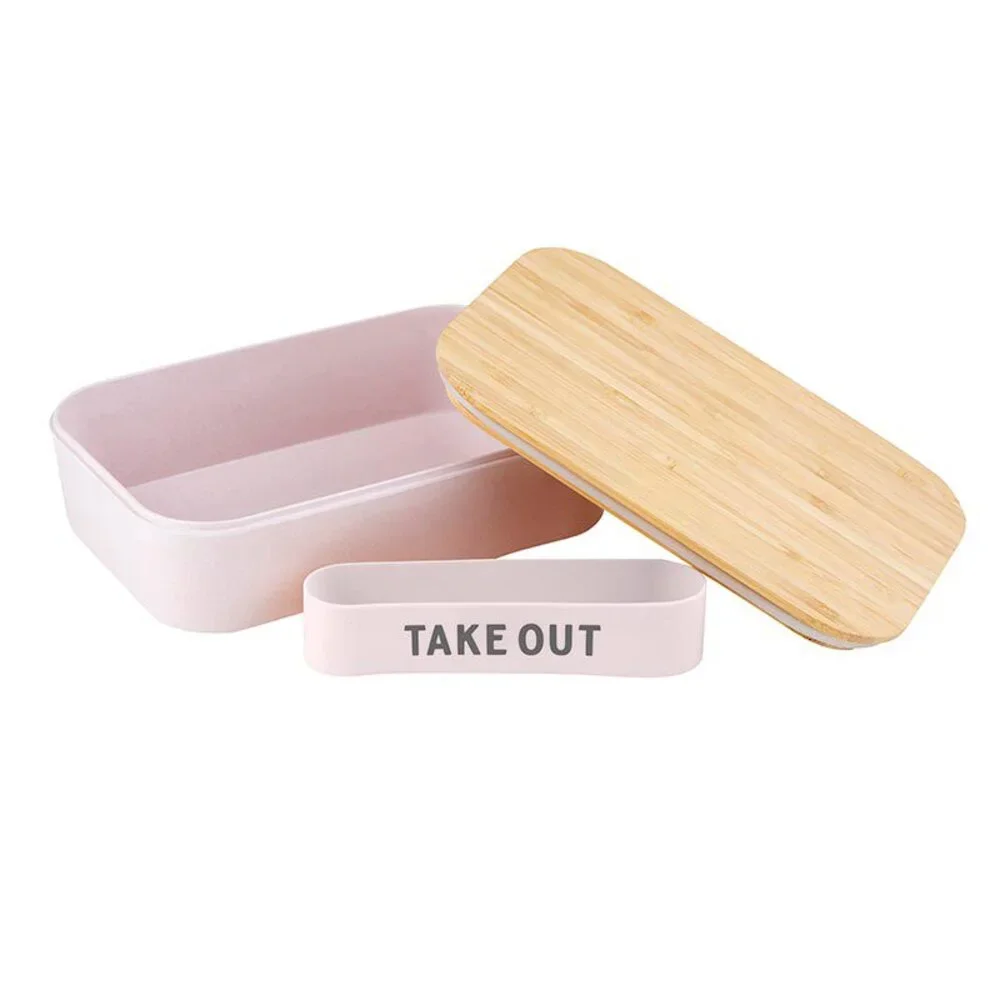 Take Out Bamboo Lunch Box (Blush Pink) — Bulk Lot of 24 (Gifting, Events & Resa